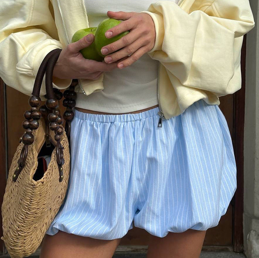 Striped Balloon Pants Casual Shorts Women's Fashion