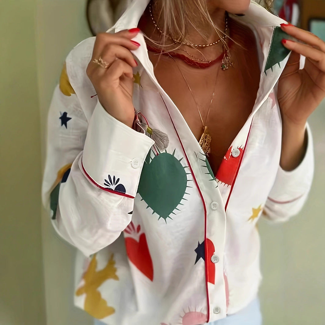 European And American Ladies Long Sleeve Button Shirt