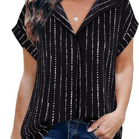 Casual All-matching Fashion Trend Stripes Women's Shirt Top