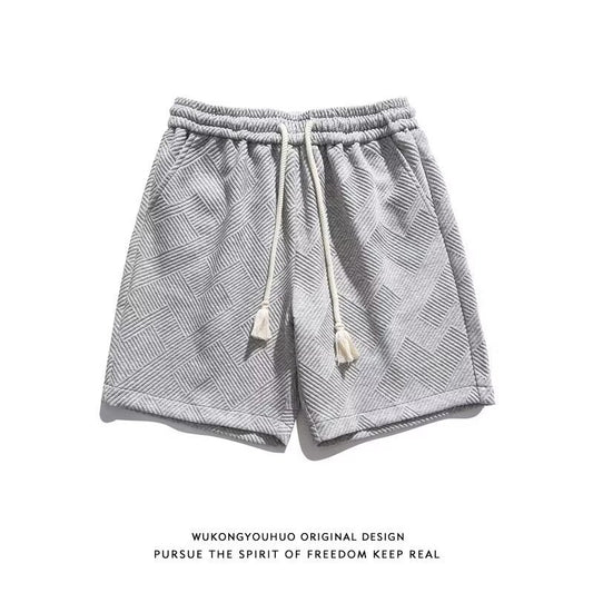 Sports Straight Geometric Jacquard Men's Fifth Pants