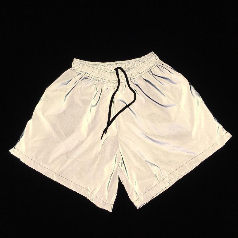 Women's Full Reflective Drawstring At Hem Wide Leg Shorts