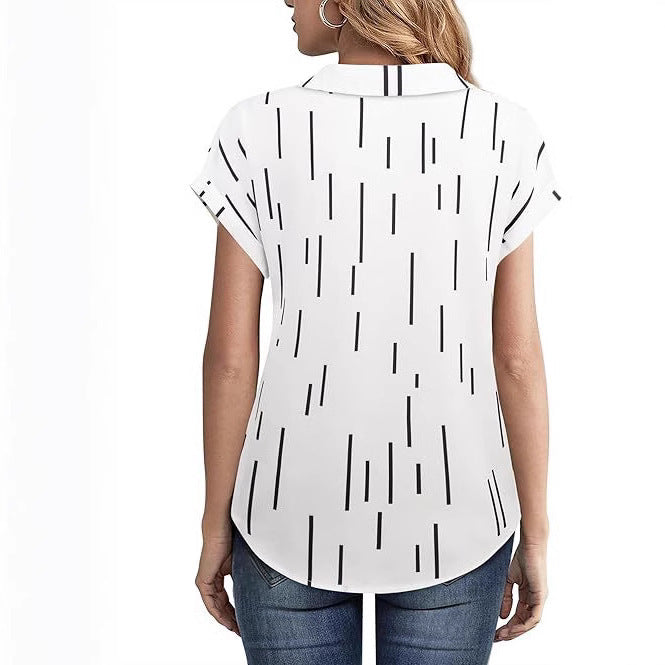 Casual All-matching Fashion Trend Stripes Women's Shirt Top