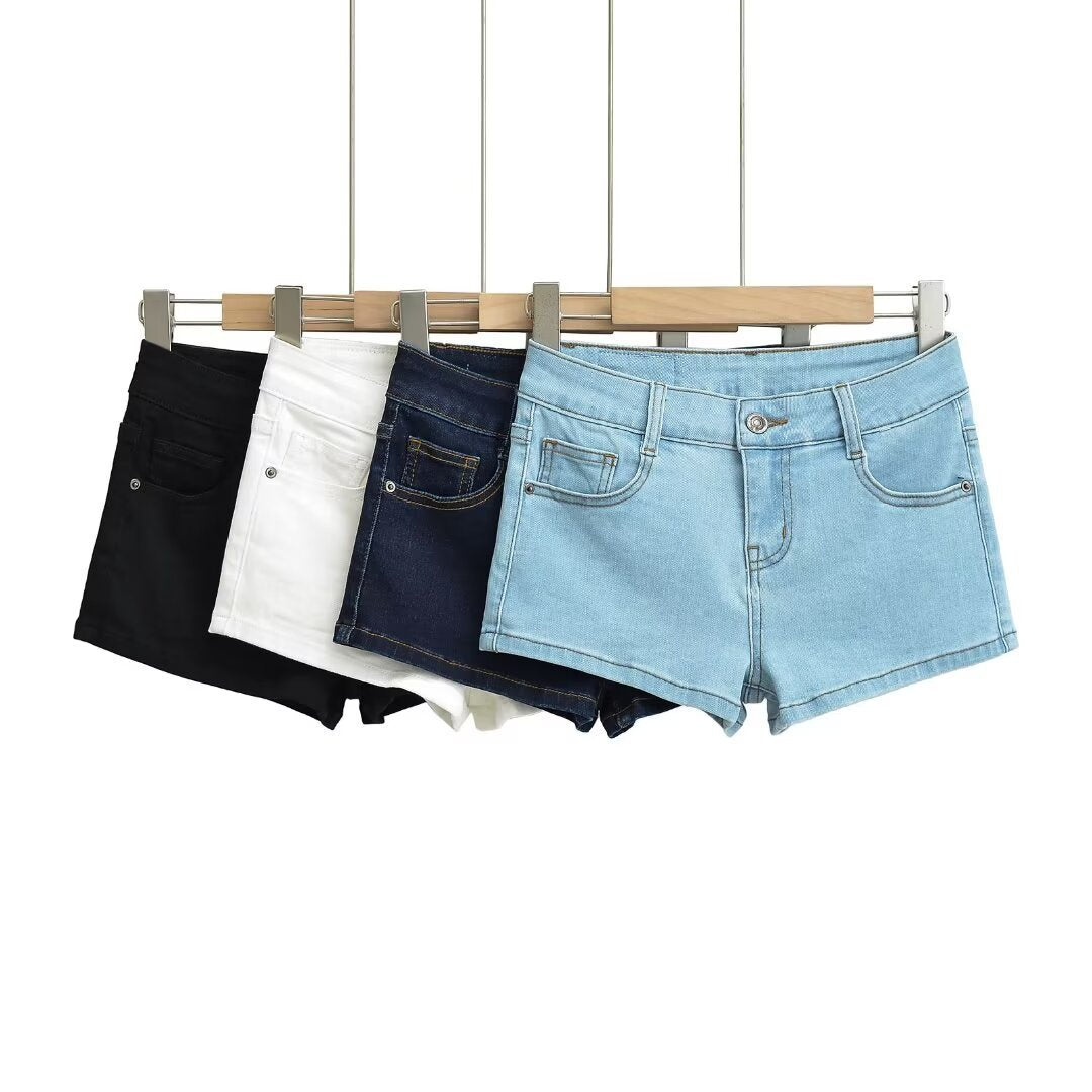 Low Waist Denim Shorts Skinny Stretchy Slimming