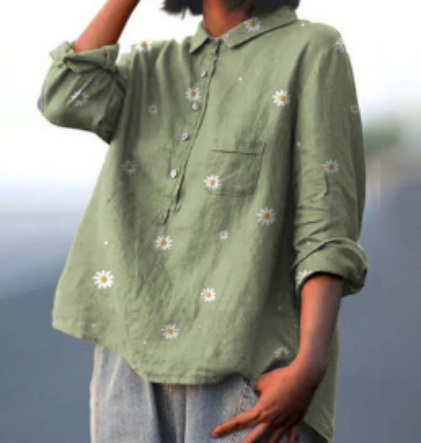 Animal Print Hawaiian Long Sleeved Shirt