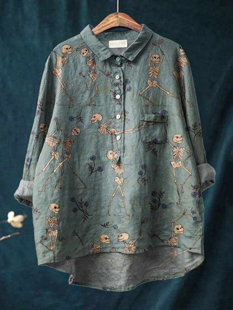 Animal Print Hawaiian Long Sleeved Shirt