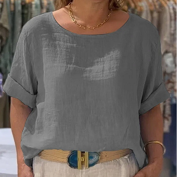 Summer New Women's Solid Color Polyester Buttons Shirt