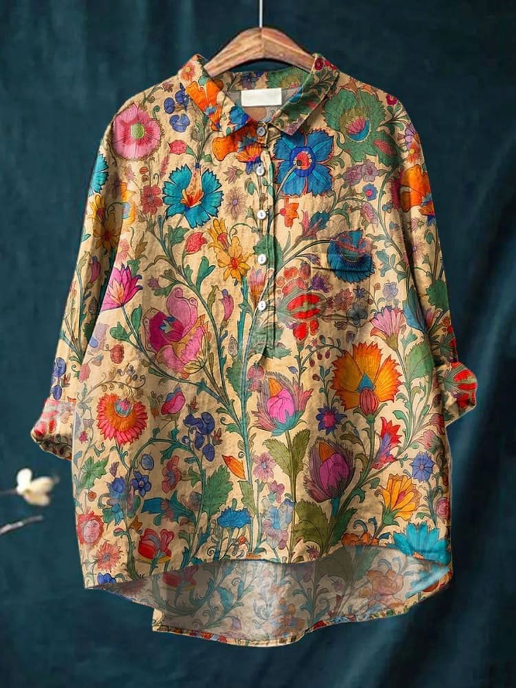 Animal Print Hawaiian Long Sleeved Shirt