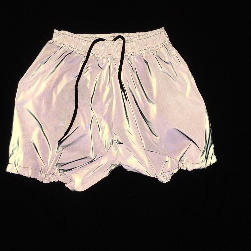 Women's Full Reflective Drawstring At Hem Wide Leg Shorts