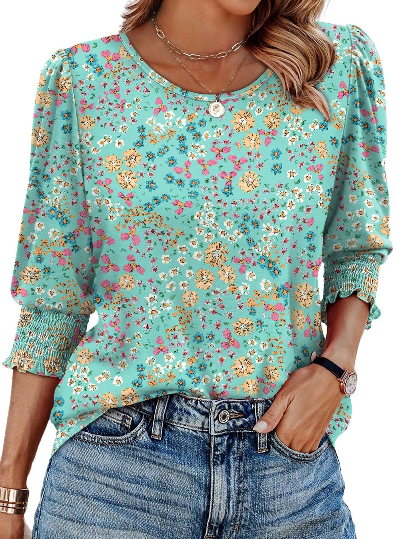 Women's Loose Casual Print Round Neck Top