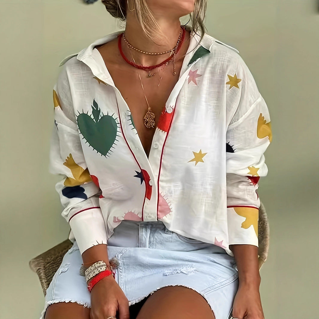 European And American Ladies Long Sleeve Button Shirt