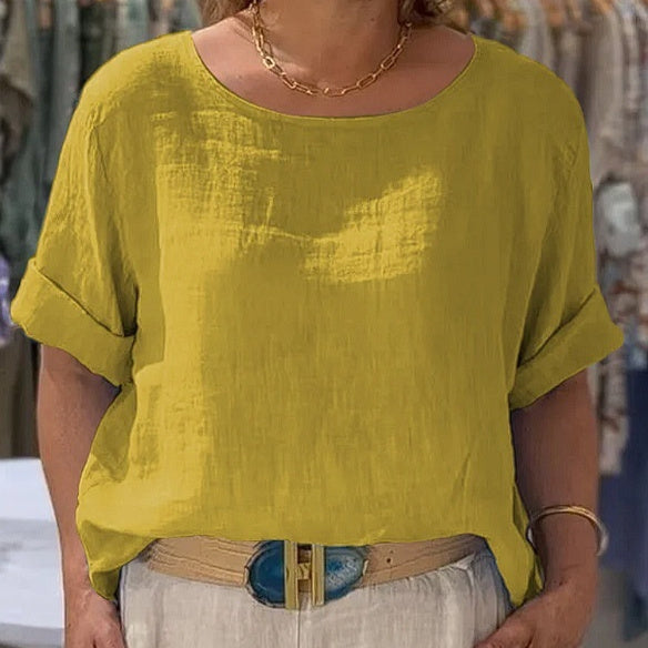 Summer New Women's Solid Color Polyester Buttons Shirt