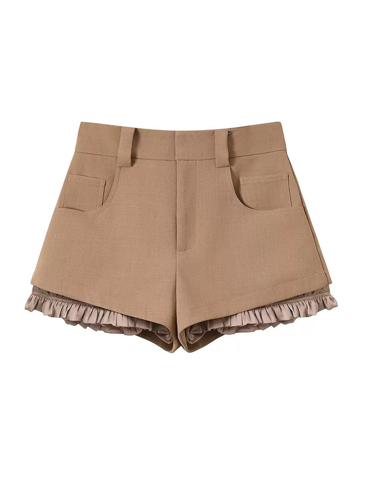 Women's Spring And Summer Retro Khaki Suit Shorts