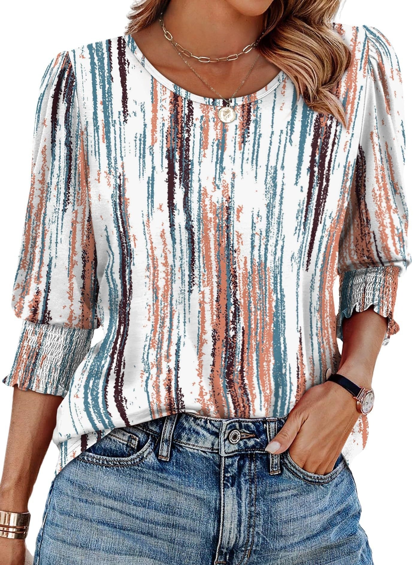 Women's Loose Casual Print Round Neck Top