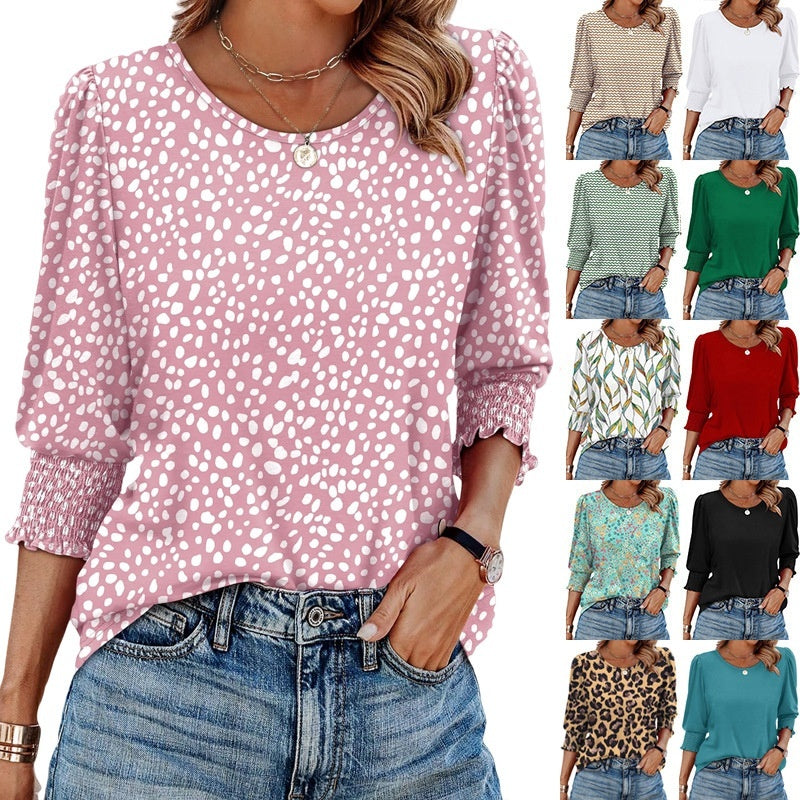 Women's Loose Casual Print Round Neck Top