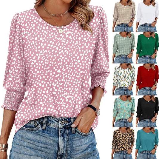 Women's Loose Casual Print Round Neck Top