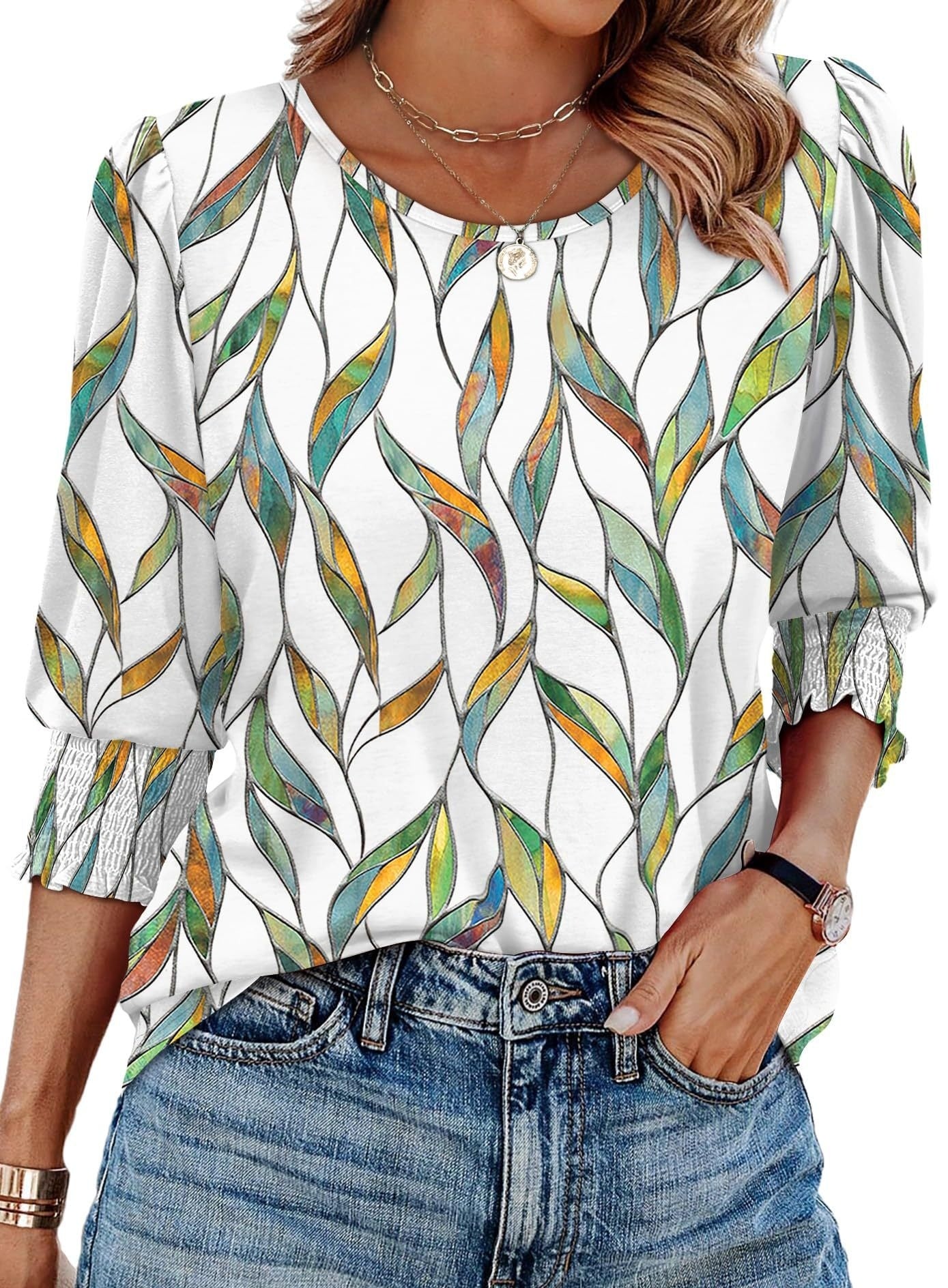 Women's Loose Casual Print Round Neck Top