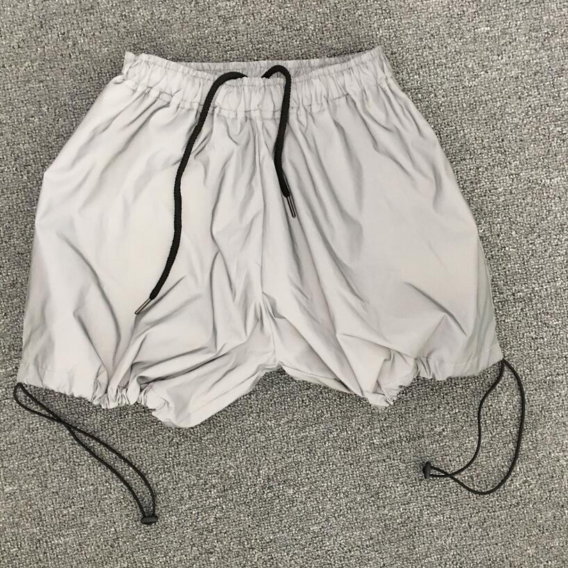 Women's Full Reflective Drawstring At Hem Wide Leg Shorts