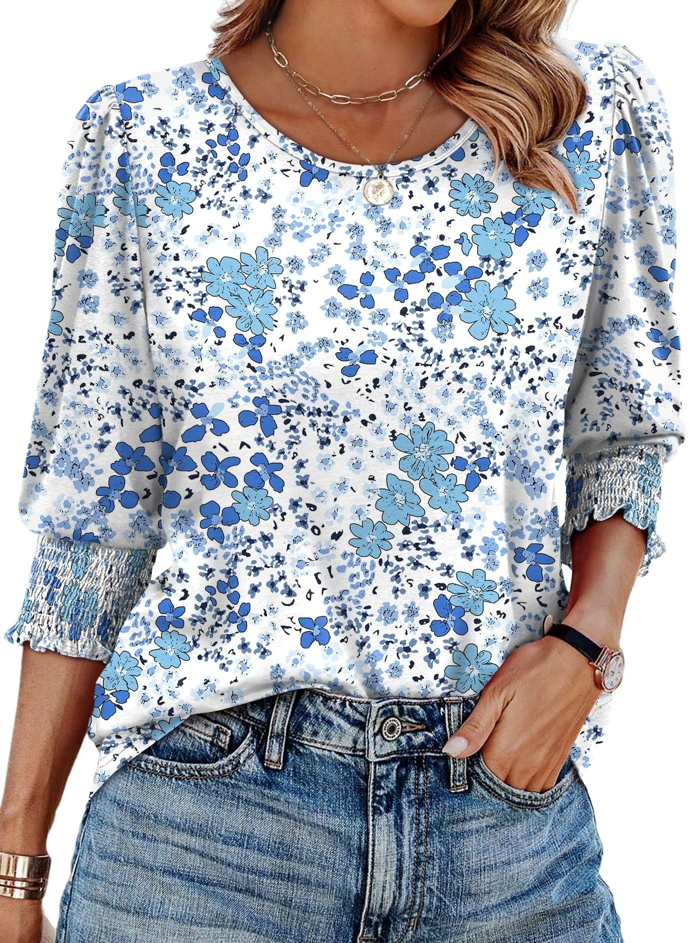 Women's Loose Casual Print Round Neck Top