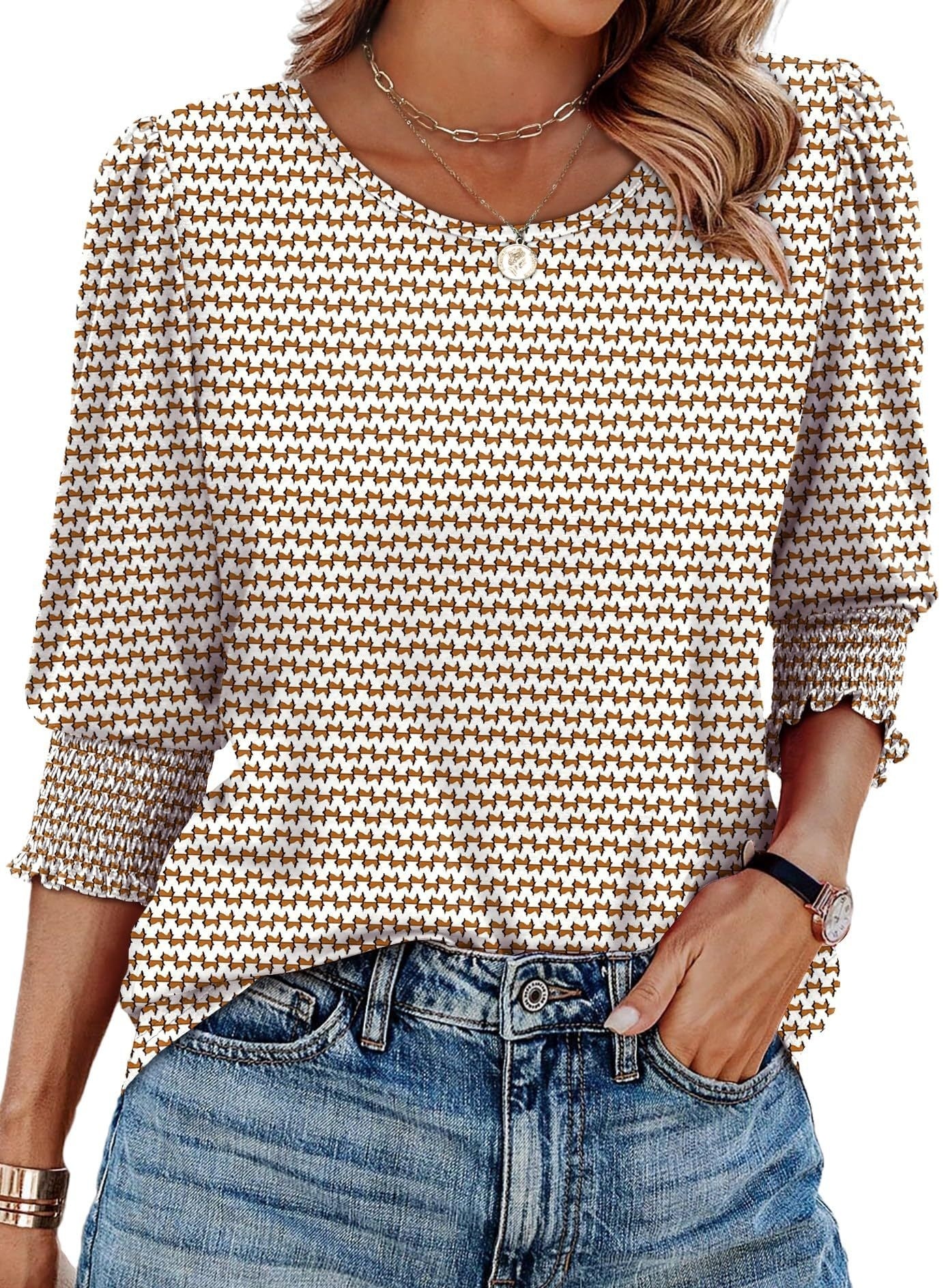 Women's Loose Casual Print Round Neck Top