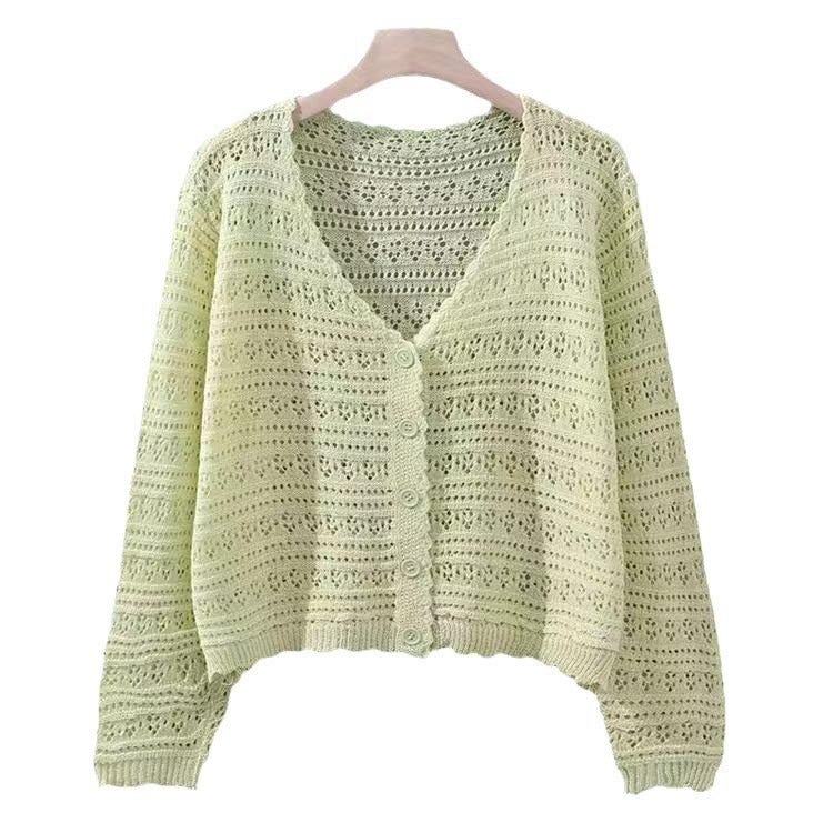 Loose Hollow Knitted Air Conditioning Shirt