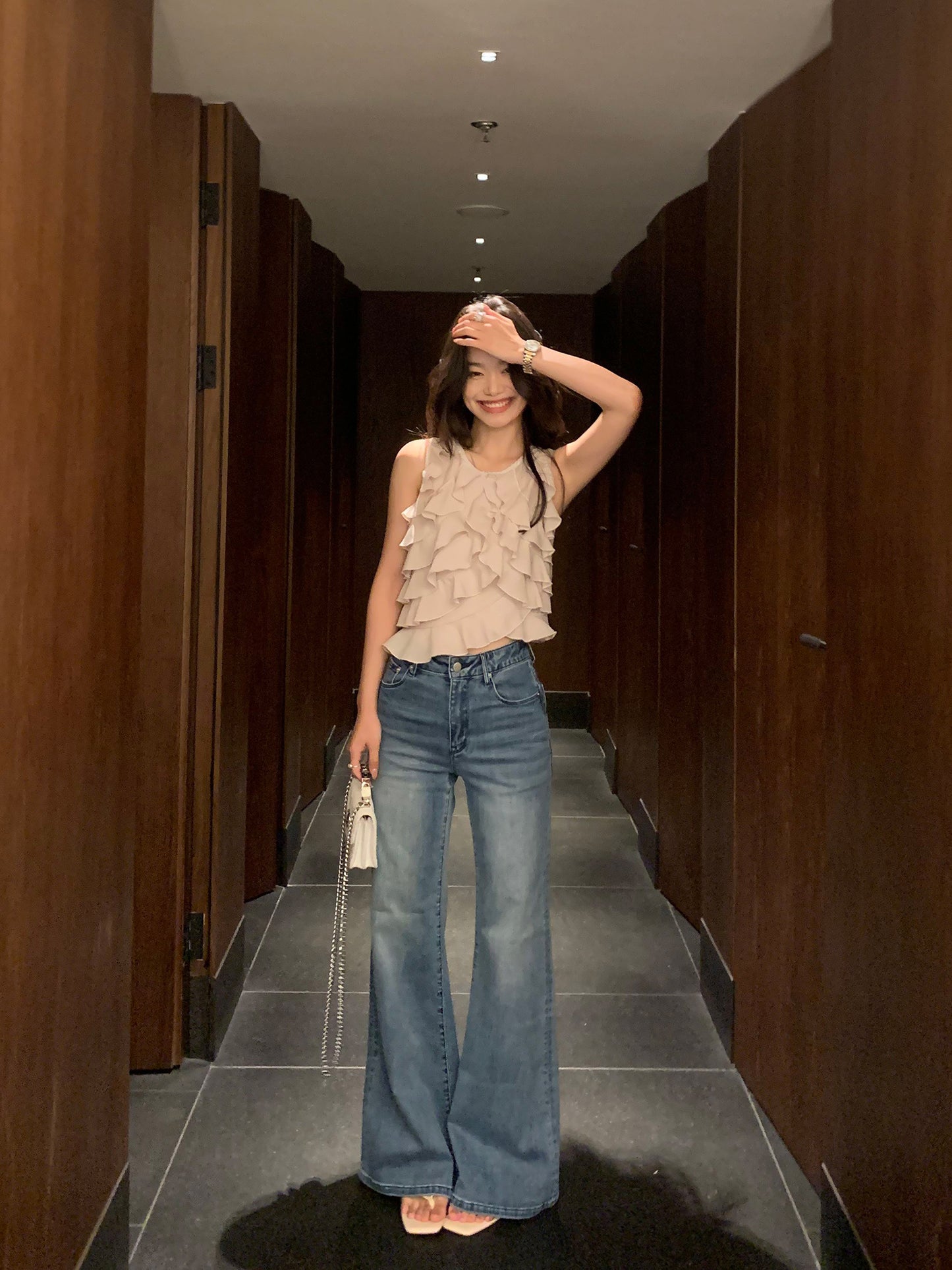 Irregular Ruffled Shirt Camisole Women's Sleeveless Blouse