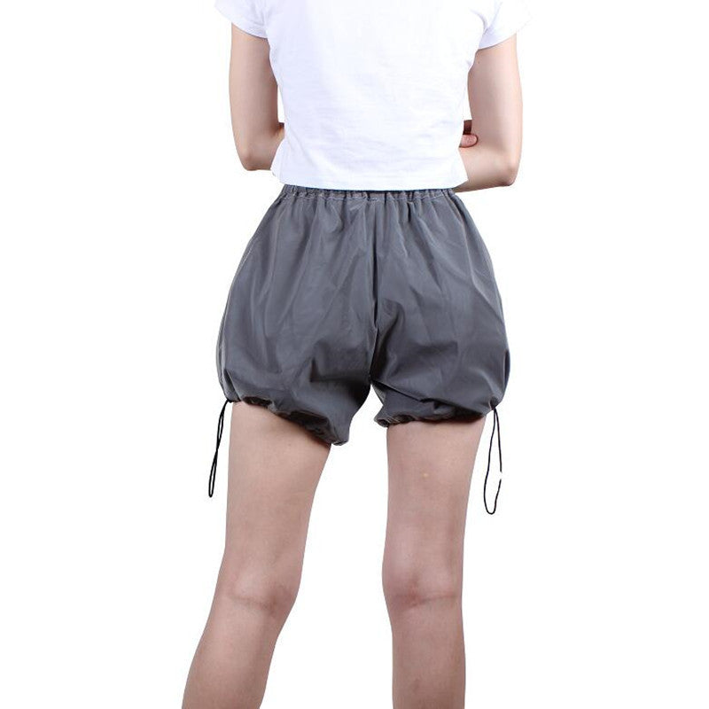 Women's Full Reflective Drawstring At Hem Wide Leg Shorts
